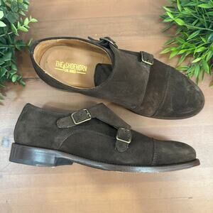 The Shoehorn Men's Brown Suede Leather Monk Oxfords Shoes Size 40